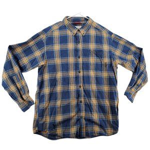 Columbia Shirt Men's Casual Button Down Long Sleeve Collared Plaid Blue Large